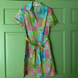 Lilly Pulitzer Belted Patchwork Shortsleeved Dress